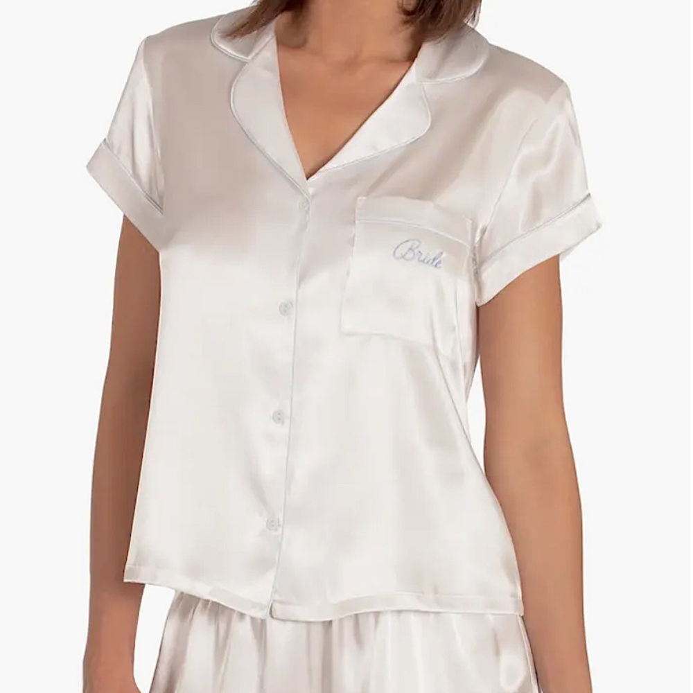 In Bloom by Jonquil | Ivory Bride Satin Short Pajamas Set
